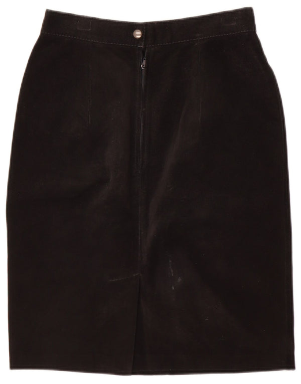 Saia feminina vintage de camurça IT 40 pequena W24 preta