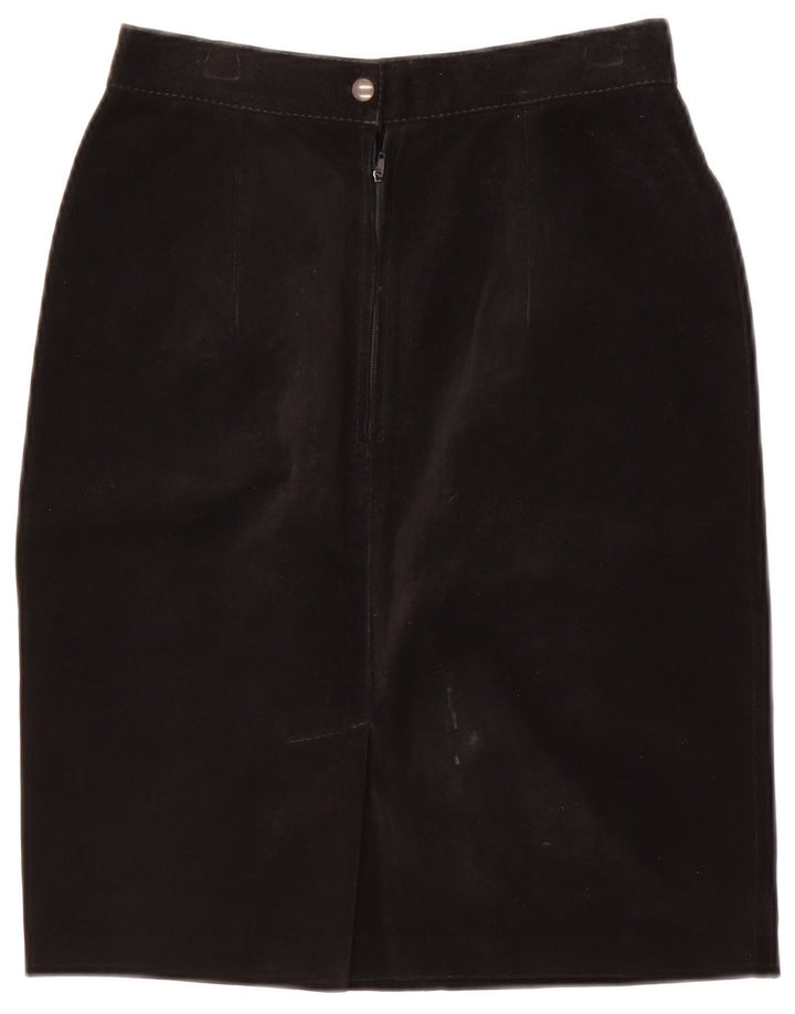 Saia feminina vintage de camurça IT 40 pequena W24 preta