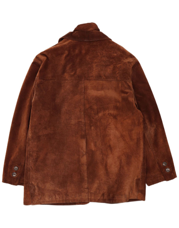 Sobretudo de camurça masculino vintage UK 40 couro marrom grande