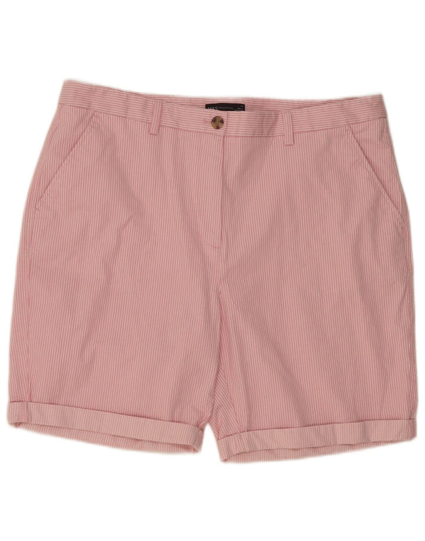 Shorts chino feminino Marks & Spencer Reino Unido 18 XL W40 algodão listrado rosa
