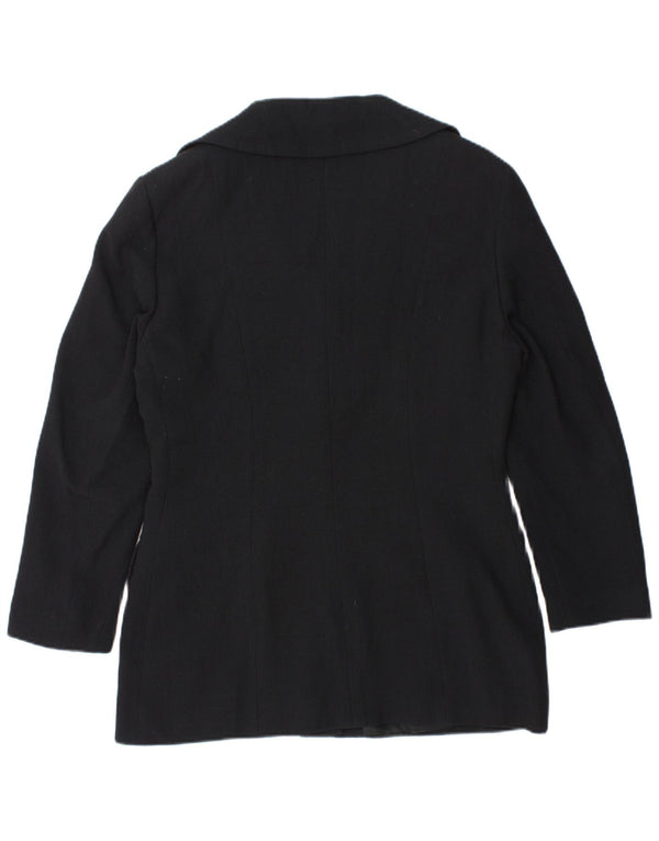 Jaqueta blazer feminina vintage com 4 botões IT 48 XL lã azul marinho