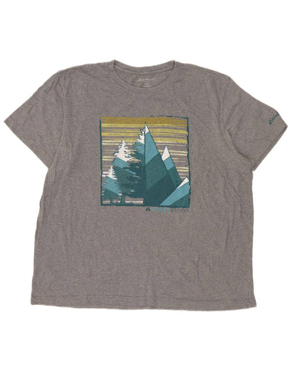 EDDIE BAUER Camiseta gráfica masculina Top XL algodão cinza