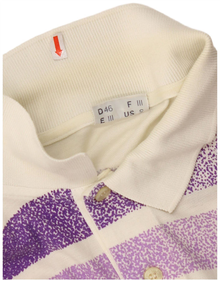 SERGIO TACCHINI Camisa polo masculina pequena de algodão listrado branco