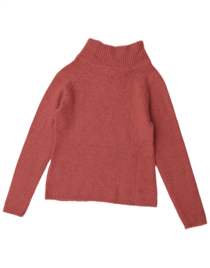 Suéter feminino Fred Perry com gola tartaruga e gola alta Reino Unido 10 pequeno rosa