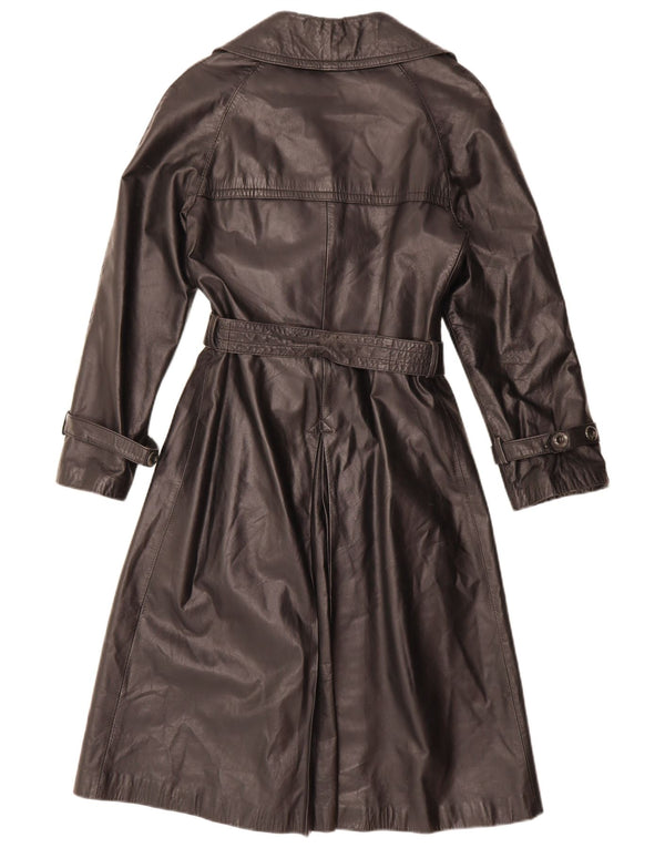 Casaco feminino vintage de couro com peito duplo IT 46 grande preto