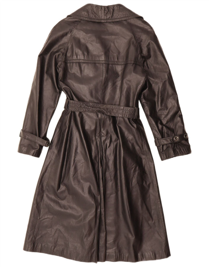 Casaco feminino vintage de couro com peito duplo IT 46 grande preto
