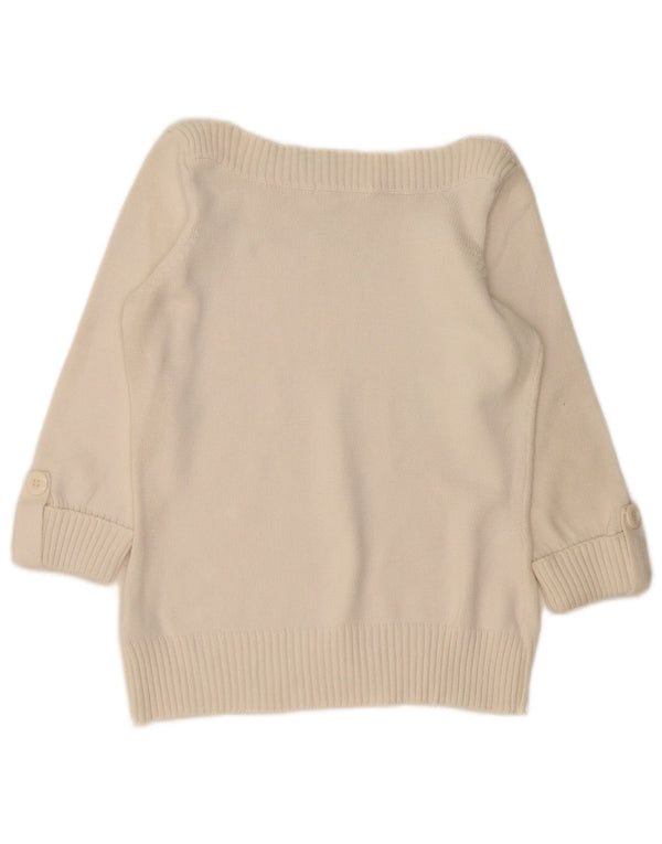 Suéter feminino Marks & Spencer com gola canoa UK 12 médio off white