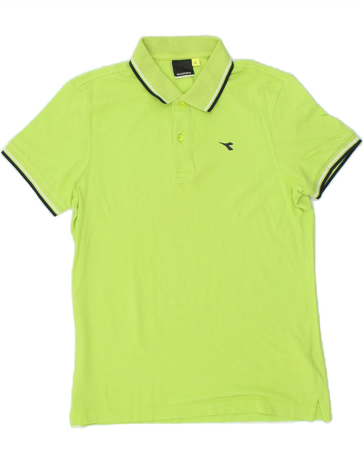 DIADORA Mens Polo Shirt Large Green Cotton Vintage Diadora and Second-Hand Diadora from Messina Hembry 