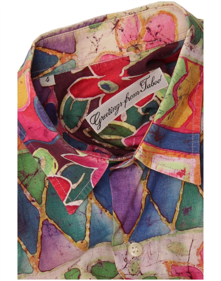 Camisa masculina VINTAGE de manga curta grande geométrica multicolorida