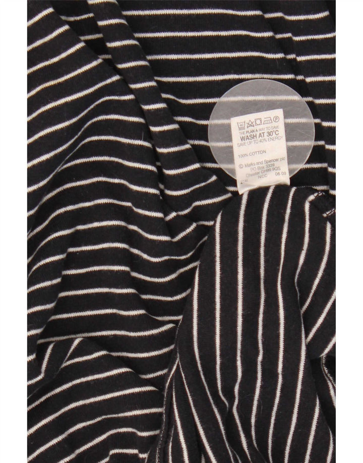 Top feminino Marks & Spencer de manga comprida UK 16 grande listra azul marinho