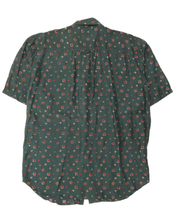 Camisa masculina de manga curta Fuzi Silks grande verde floral
