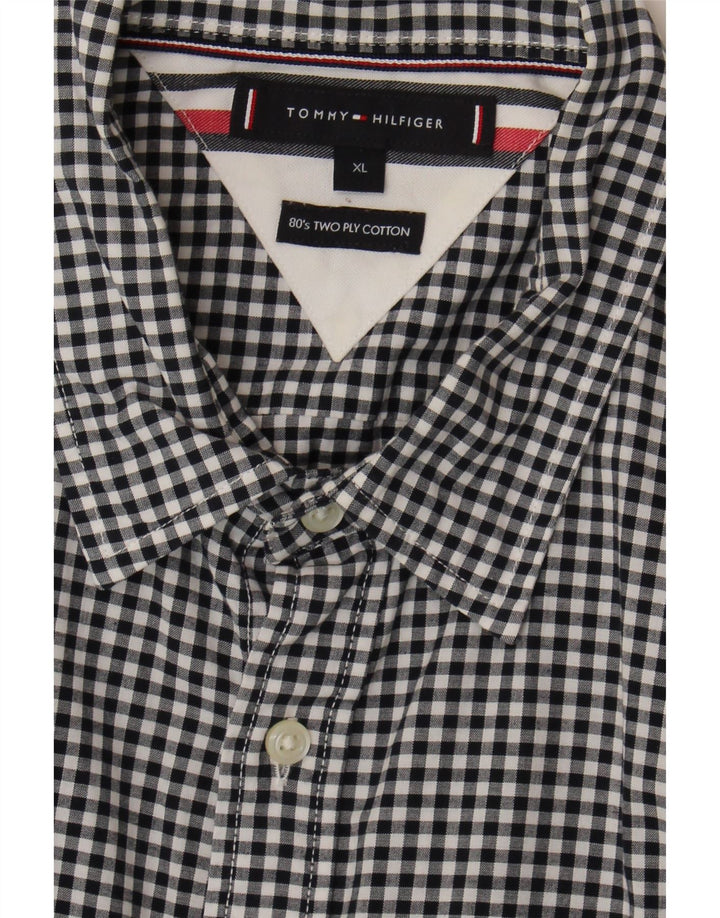 Camisa masculina Tommy Hilfiger XL preta algodão guingão