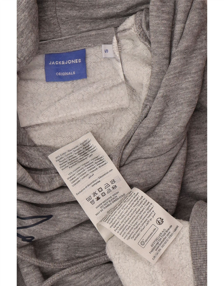 JACK & JONES Mens Graphic Hoodie Jumper Small Grey Cotton Vintage Jack & Jones and Second-Hand Jack & Jones from Messina Hembry 