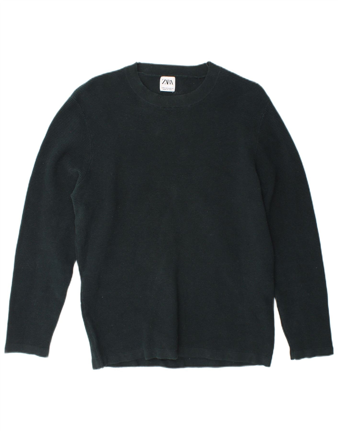 Zara Suéter masculino com gola redonda verde médio