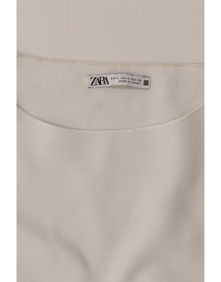 Zara blusa feminina cropped asa de morcego top UK 8 pequena branca