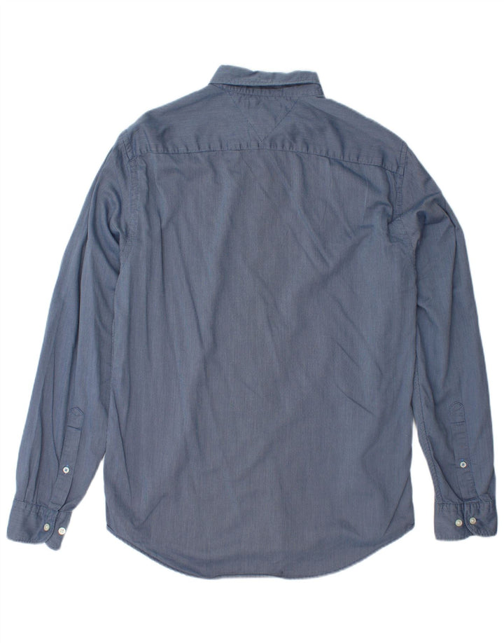 Camisa masculina TOMMY HILFIGER médio azul manchado