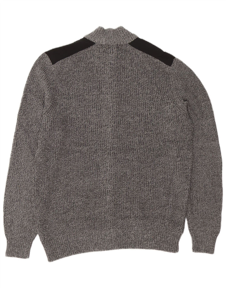 Suéter cardigã masculino IZOD algodão colorblock cinza médio