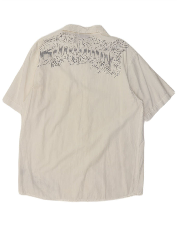 Camisa masculina Billabong de manga curta com listras brancas grandes de poliéster