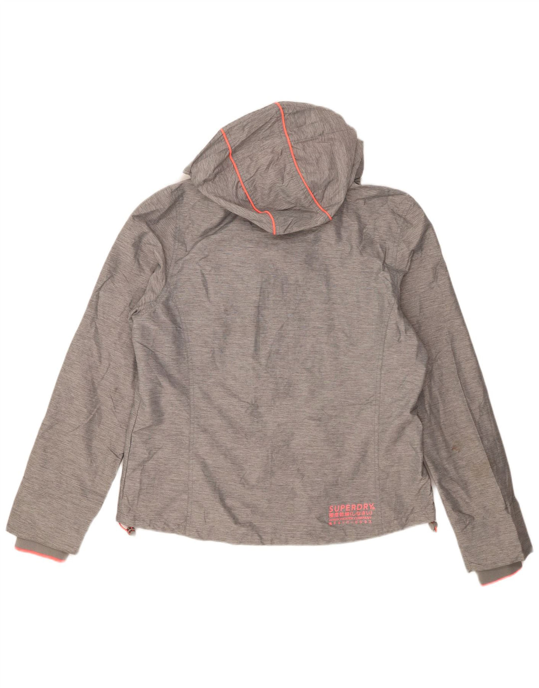 Jaqueta de chuva com capuz feminina Superdry UK 18 XL cinza nylon