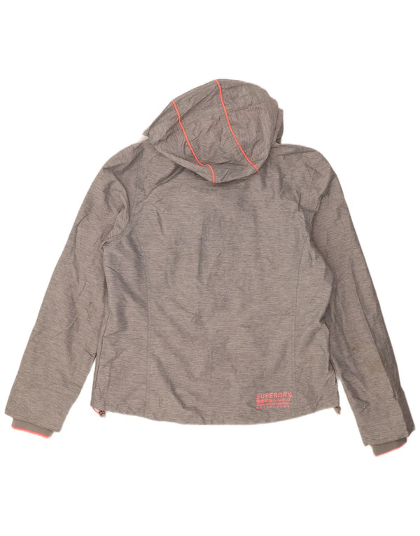 Jaqueta de chuva com capuz feminina Superdry UK 18 XL cinza nylon