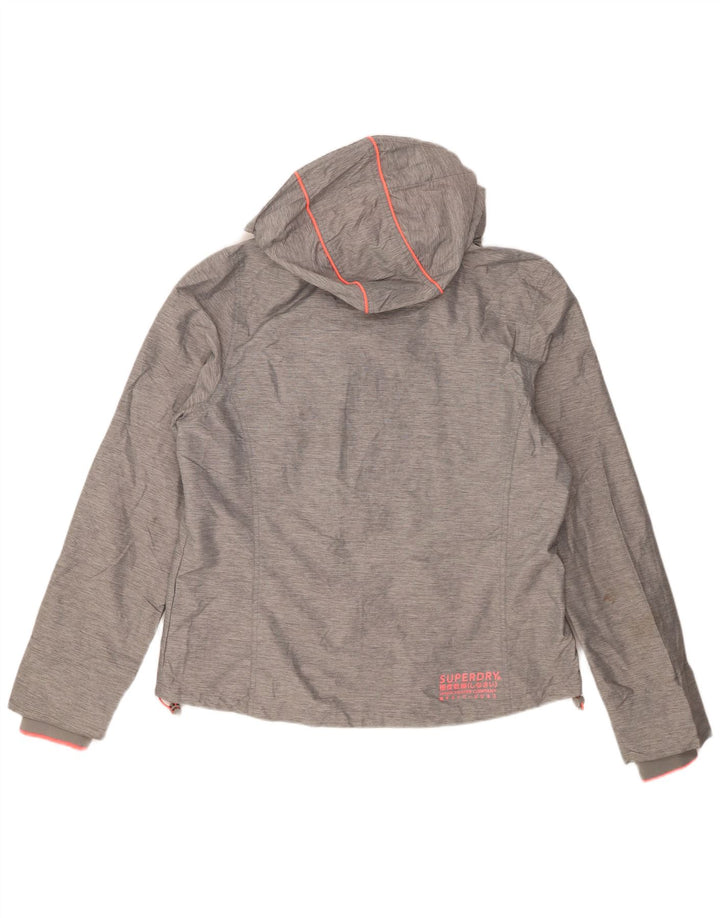 Jaqueta de chuva com capuz feminina Superdry UK 18 XL cinza nylon