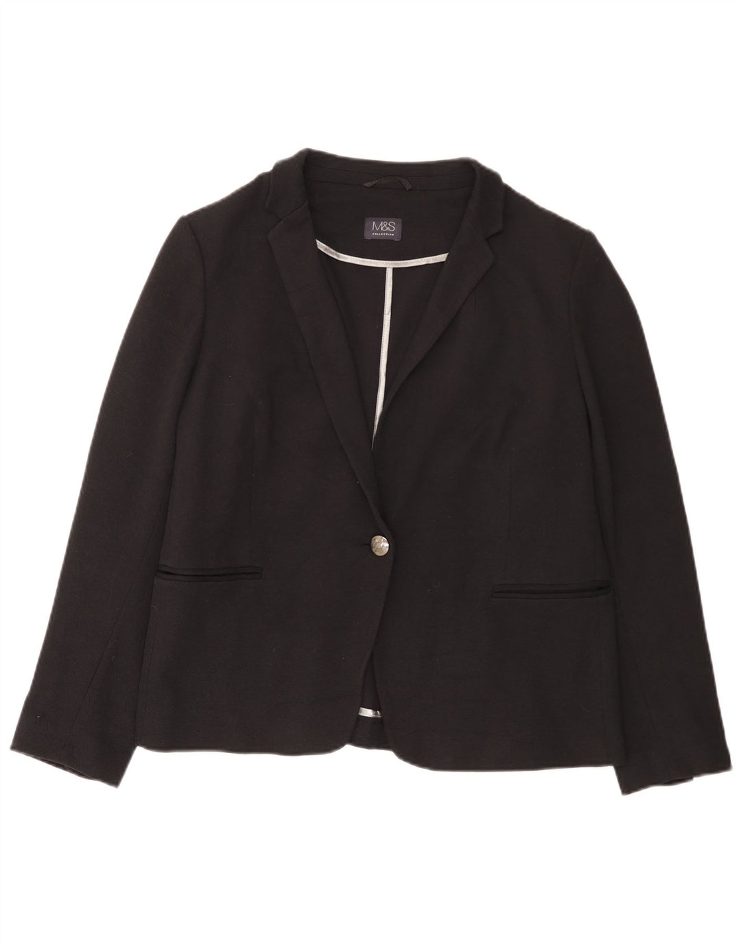 Jaqueta blazer feminina Marks & Spencer com 1 botão Reino Unido 20 2XL algodão preto