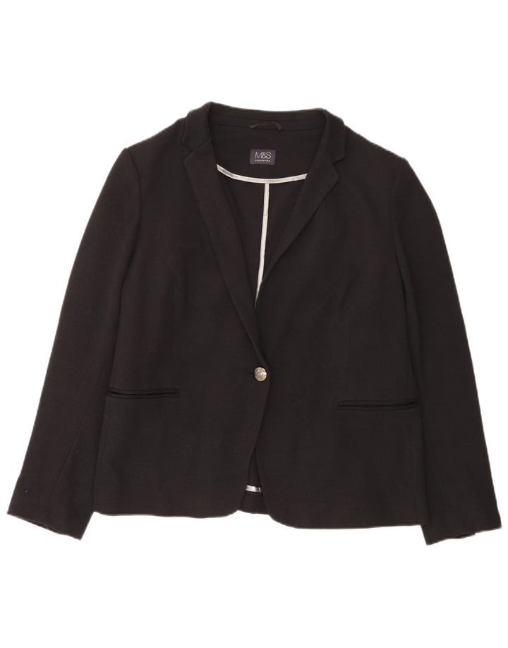 Jaqueta blazer feminina Marks & Spencer com 1 botão Reino Unido 20 2XL algodão preto