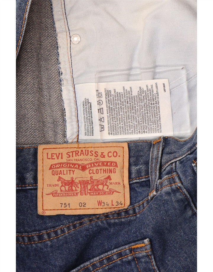 LEVI'S Masculino 751 Straight Jeans W34 L29 Azul Algodão