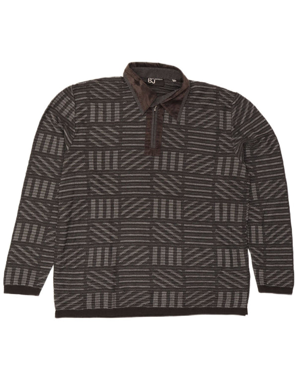 Suéter masculino Umberto Bilancioni com gola polo IT 56 2XL cinza geométrico