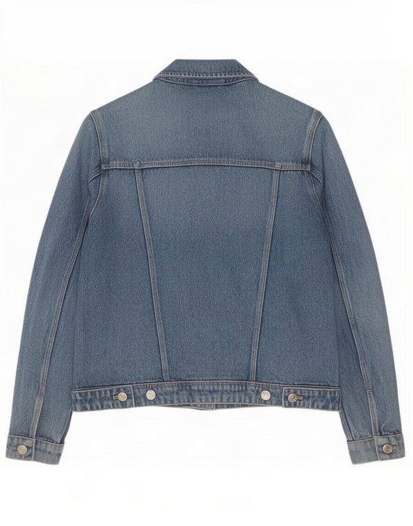 Jaqueta jeans feminina Massimo Dutti Reino Unido 14 grande algodão azul