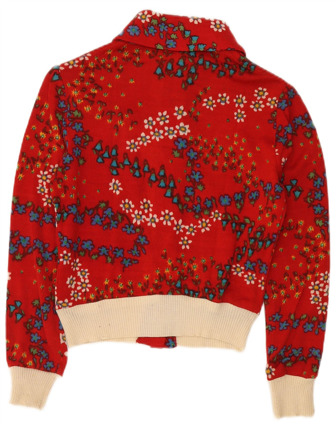 Suéter cardigan feminino LUISA SPAGNOLI Reino Unido 10 pequeno floral vermelho
