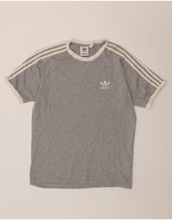 Adidas Mens Camiseta Top Grande Algodão Cinza