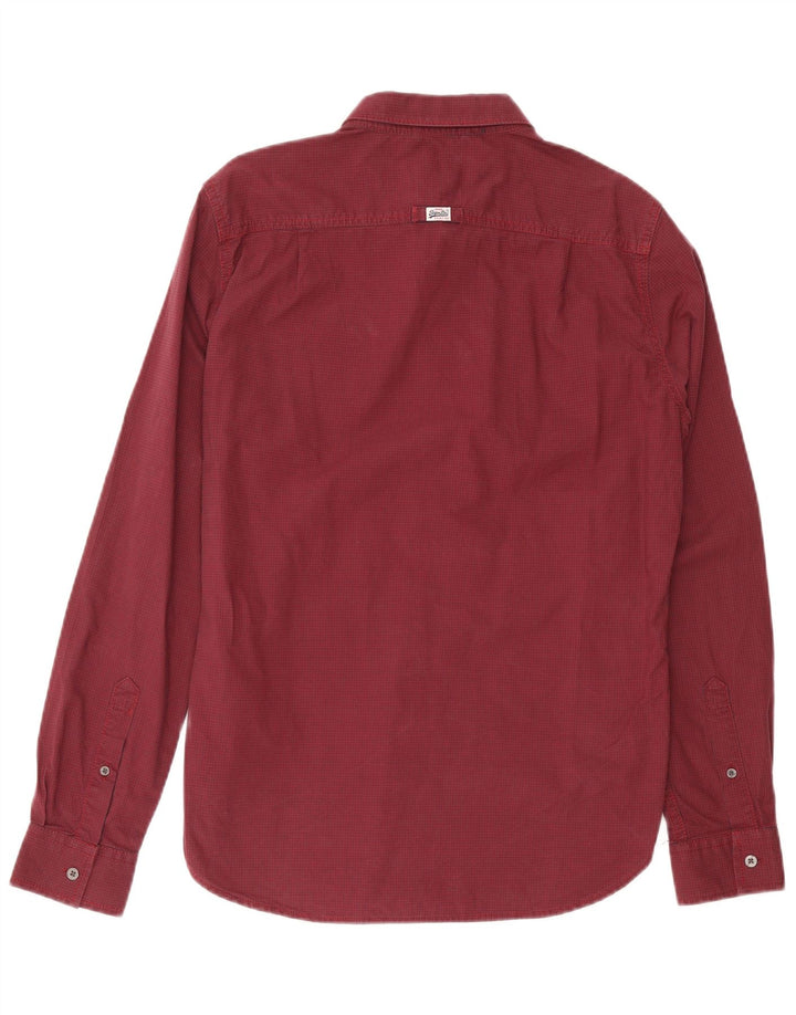 Camisa masculina Superdry média Borgonha algodão guingão