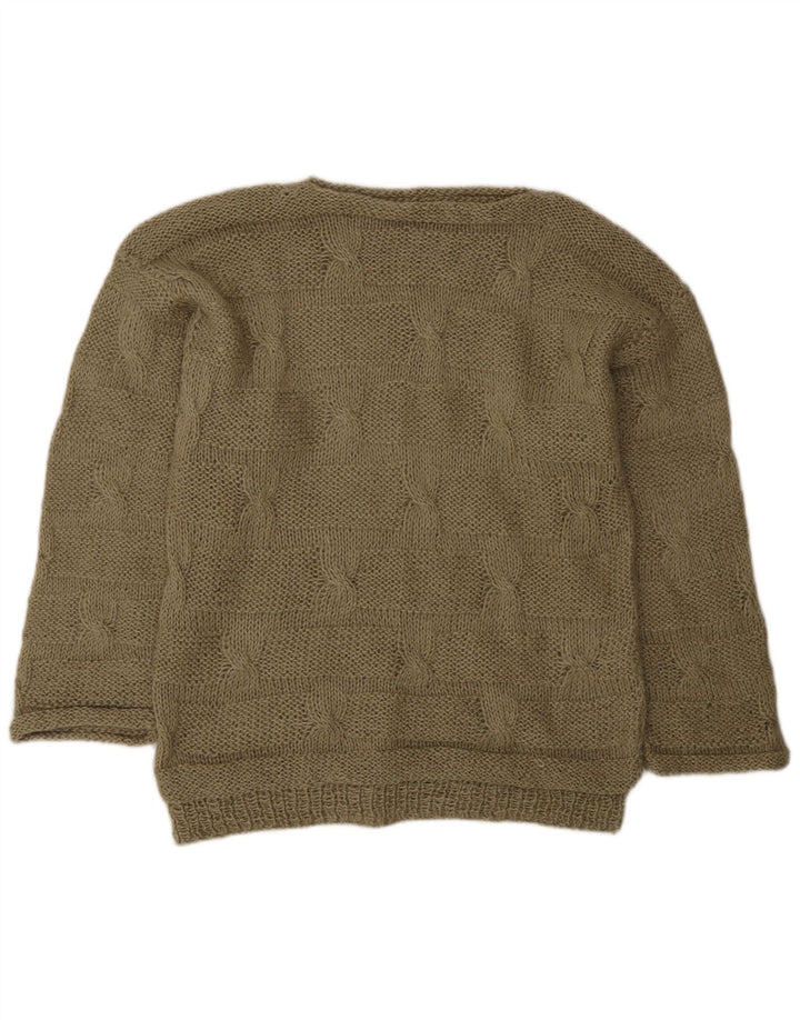 Suéter masculino vintage com gola canoa médio cáqui