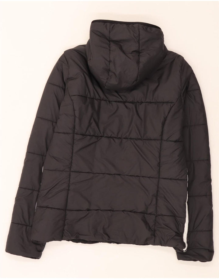 Jaqueta acolchoada com capuz feminina Adidas UK 16 grande poliéster preto