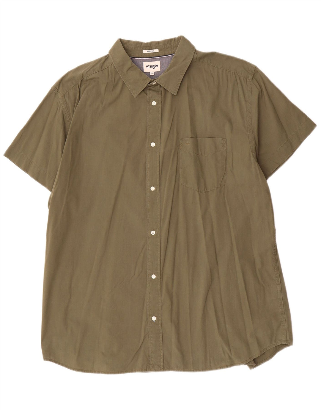 Camisa Wrangler masculina de manga curta regular fit 2XL algodão cáqui