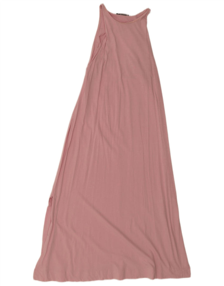 Vestido maxi feminino sem mangas Zara UK 12 rosa médio