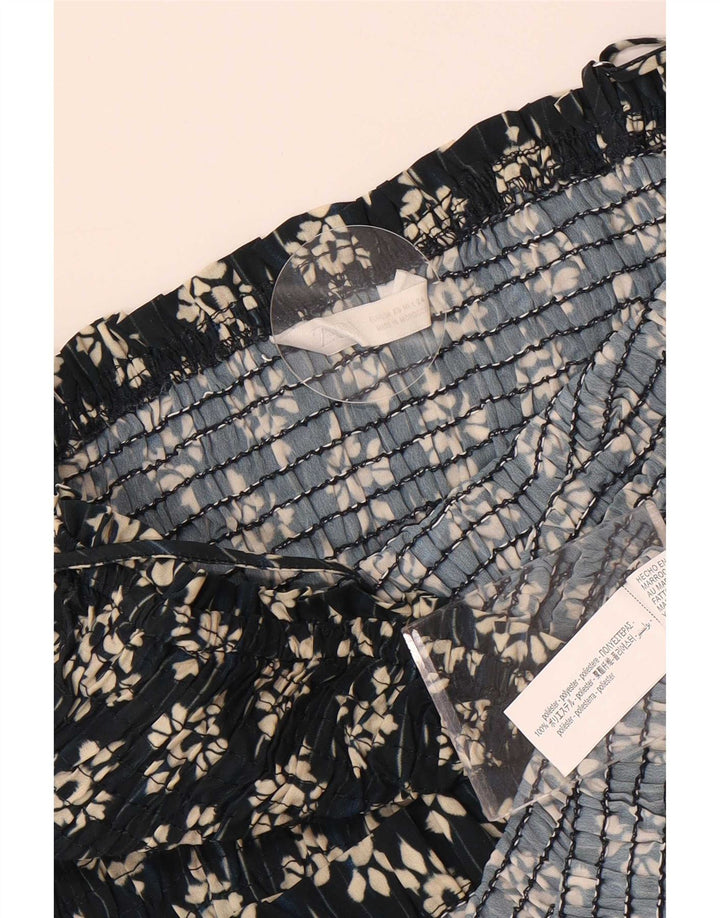 Vestido de verão feminino Zara UK 4 XS azul marinho floral poliéster