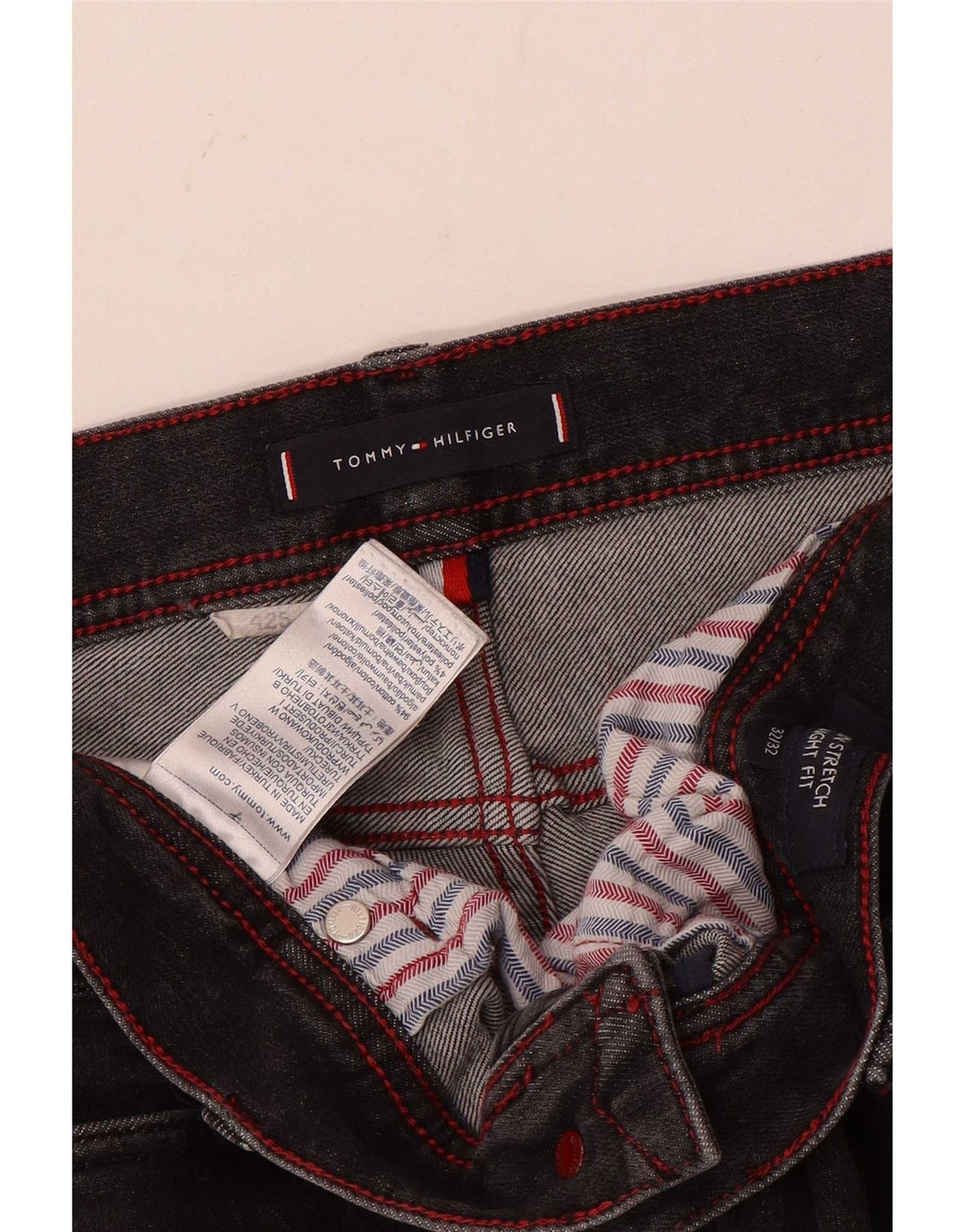 Jeans retos masculinos Tommy Hilfiger W32 L29 algodão cinza