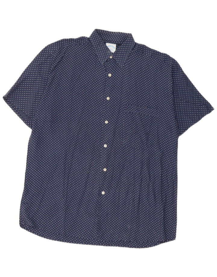 Camisa masculina Cassera de manga curta para fim de semana tamanho 39 azul marinho médio manchado