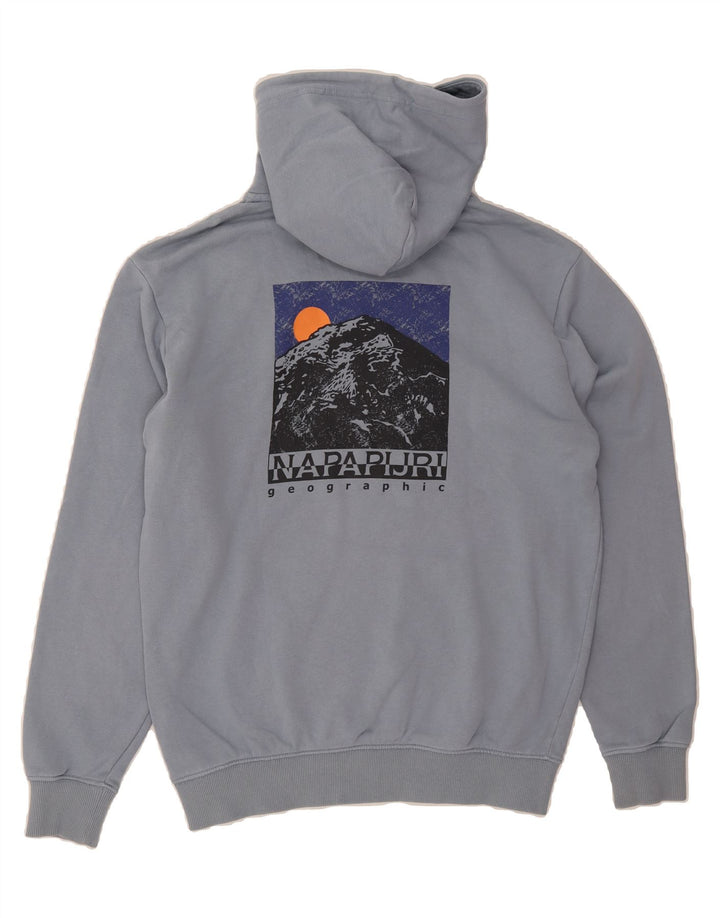 NAPAPIJRI Mens Graphic Hoodie Jumper XS Blue Cotton Vintage Napapijri and Second-Hand Napapijri from Messina Hembry 