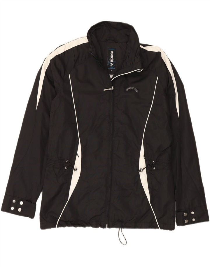 Jaqueta de chuva masculina Brugi UK 38 poliamida colorblock preta média