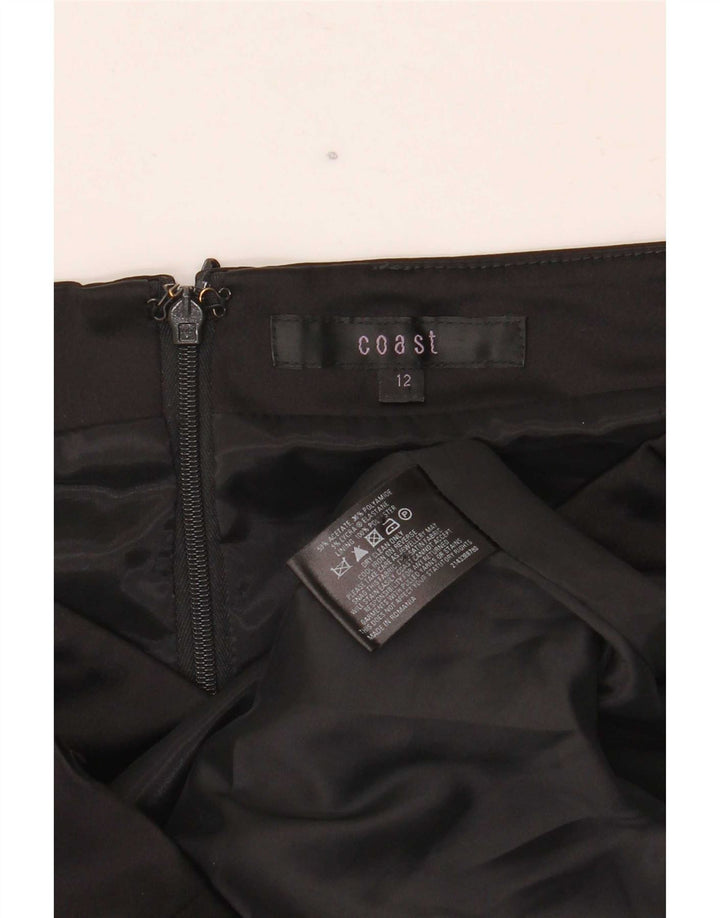 Vestido feminino Coast sem ombros com bainha UK 12 acetato preto médio