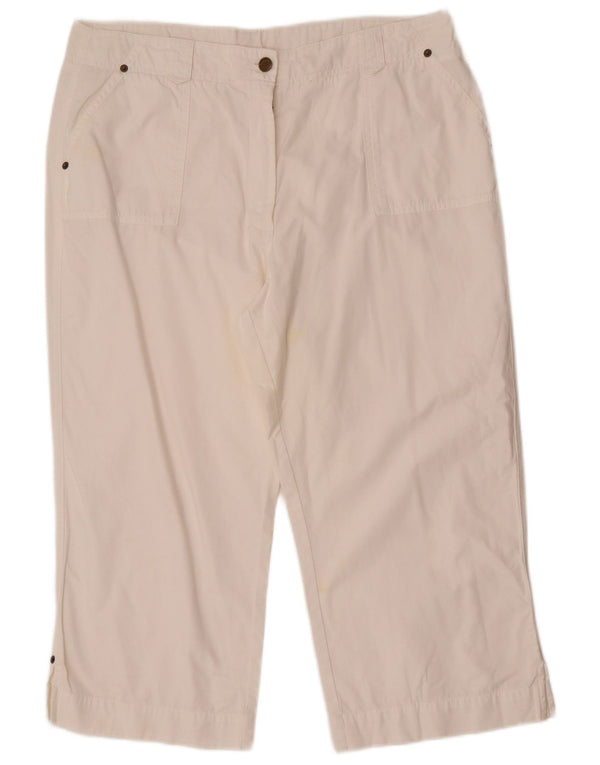 Calça capri feminina de cintura alta Marks & Spencer UK 18 XL W34 L22 branca