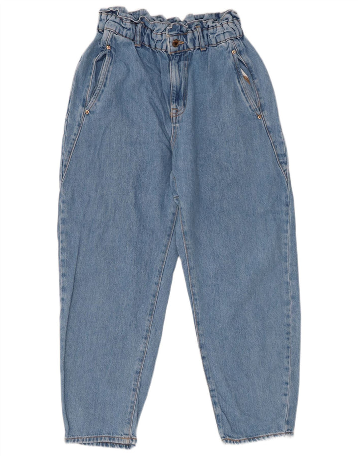 Calça jeans feminina ZARA com corte solto e cintura alta UE 38 pequeno W28 L25 azul