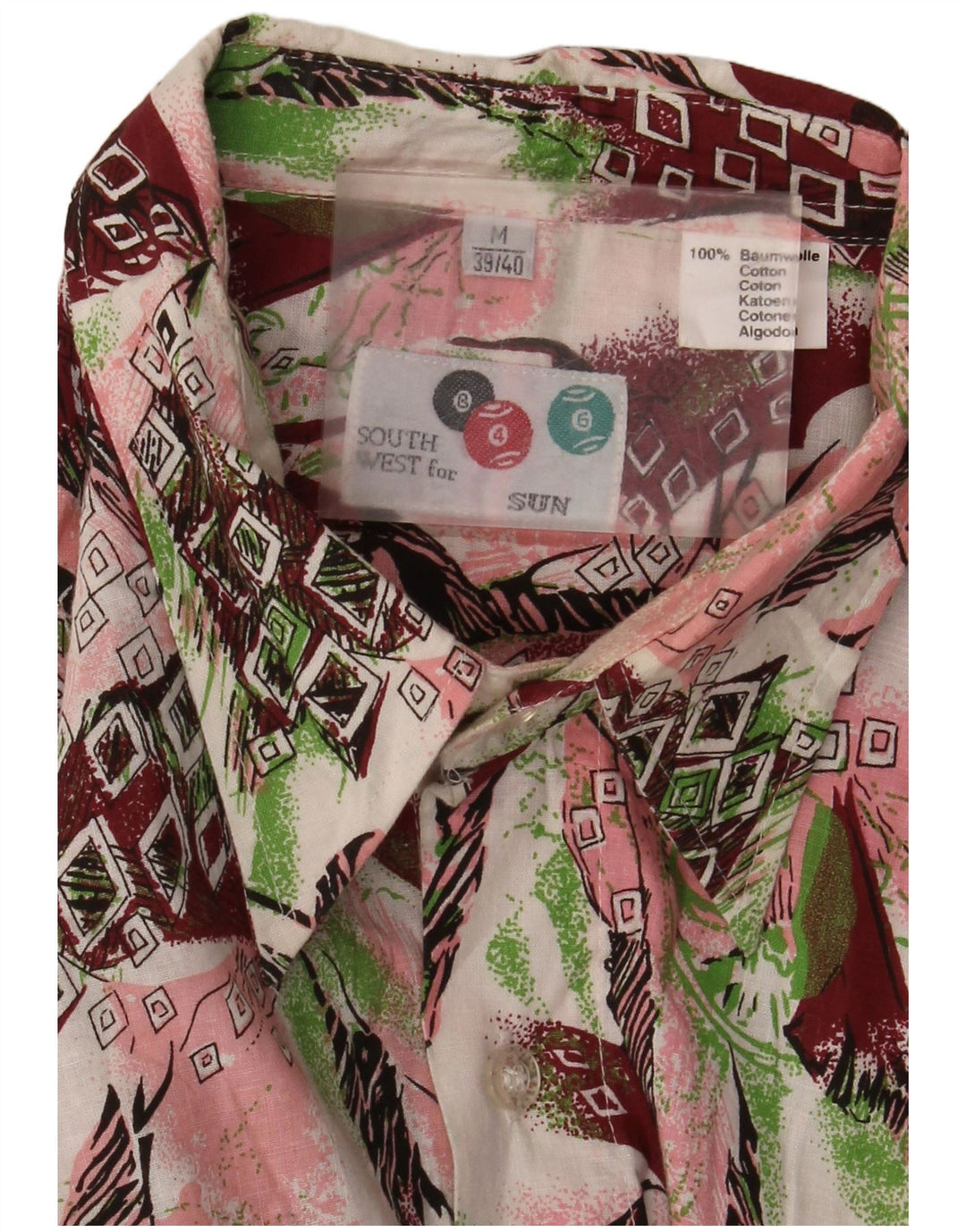 Camisa masculina vintage com padrão abstrato tamanho 39/40 médio multicolorido