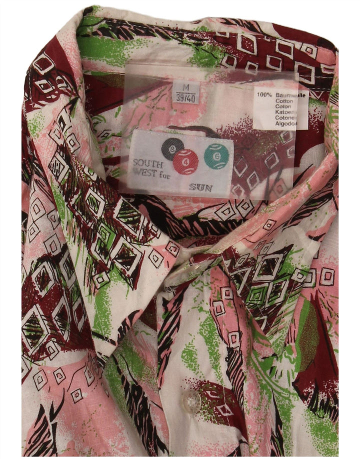 Camisa masculina vintage com padrão abstrato tamanho 39/40 médio multicolorido