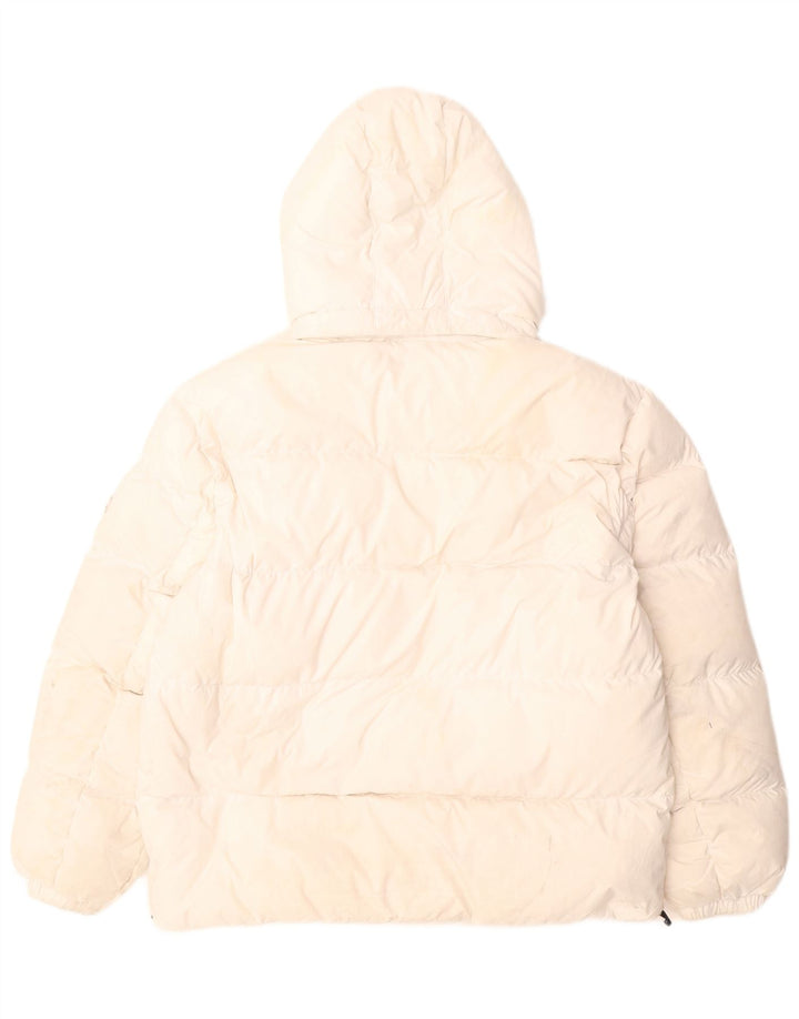 Jaqueta masculina acolchoada gráfica Tommy Hilfiger UK 40 grande bloco colorido branco