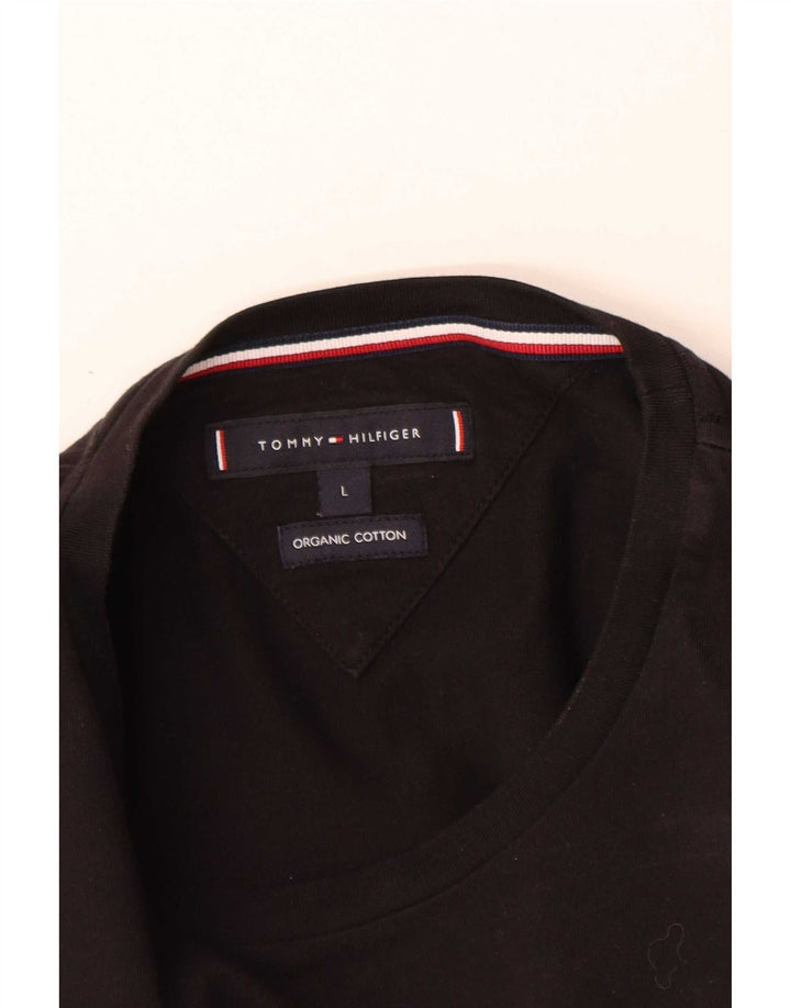 Top gráfico masculino Tommy Hilfiger manga comprida grande algodão preto