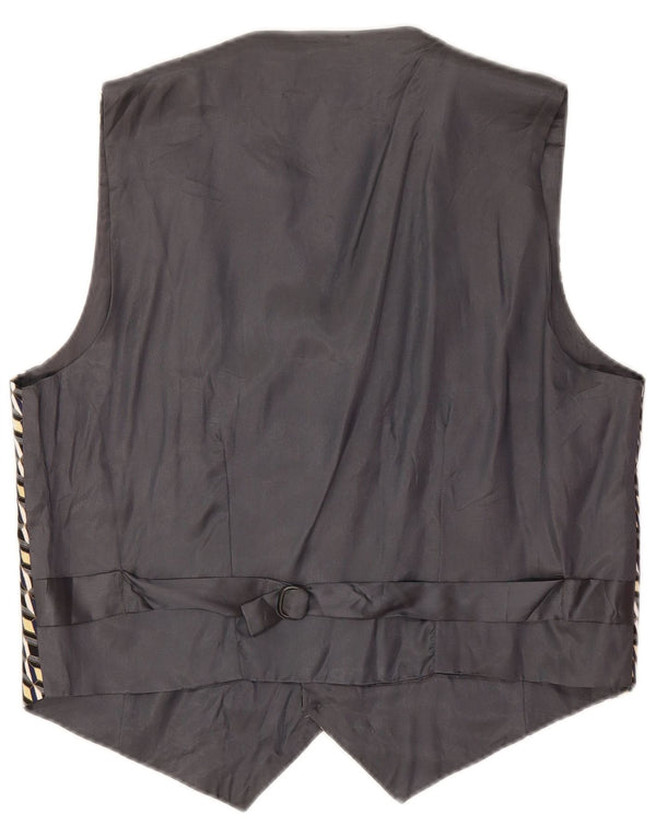 Colete masculino vintage IT 50 seda geométrica cinza médio